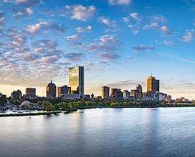 Boston Beacon Hill and Back Bay Skyline and Charles River at Dawn, Massachusetts, USA 